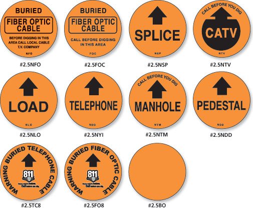 Orange utility caution signs